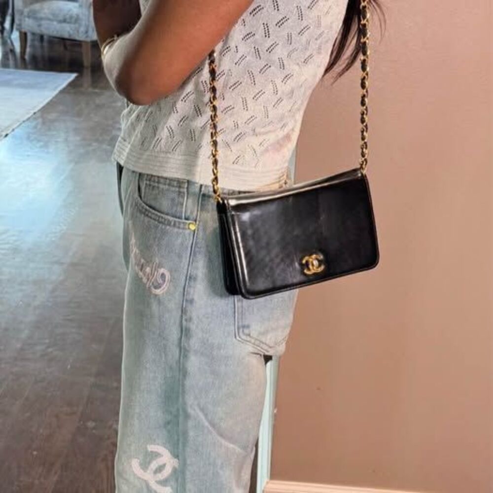 🖤👜 Chanel Flap bag Black CC Shoulder/ WOC Bag 24k gold hardware AUTHENTIC 😍 - Picture 7 of 11
